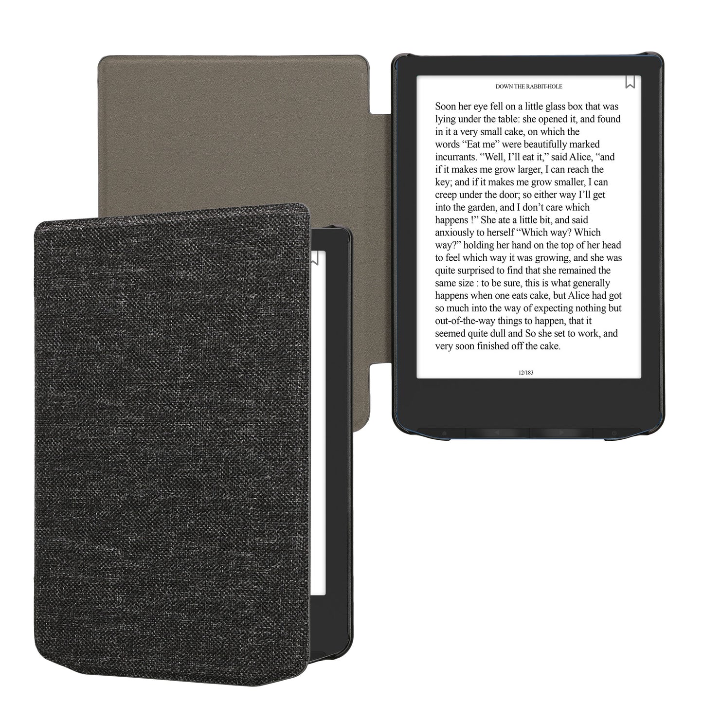 kwmobile Hülle kompatibel mit Pocketbook Verse / Verse Lite / Verse Pro / Color / Vivlio Light/Light HD - Stoff eReader Schutzhülle Cover Case - Dunkelgrau Dunkelgrau  