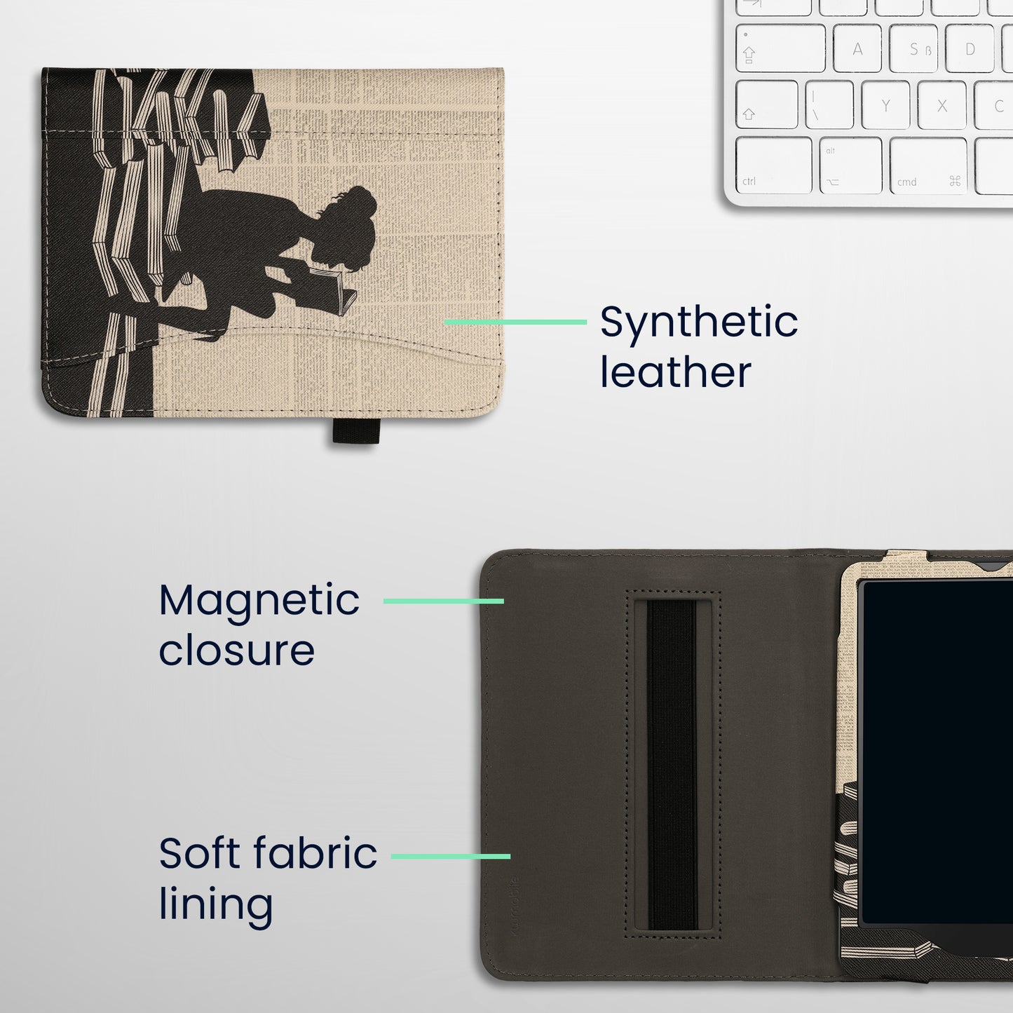 kwmobile Flip Case compatible with Amazon Kindle Paperwhite (2024)/Colorsoft - Front Pocket Hand Strap