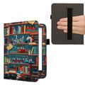 kwmobile Flip Hülle kompatibel mit Amazon Kindle Paperwhite (2024)/Colorsoft - Vorderfach Handschlaufe - Bibliothek Motto Mehrfarbig Mehrfarbig  [dsg02]