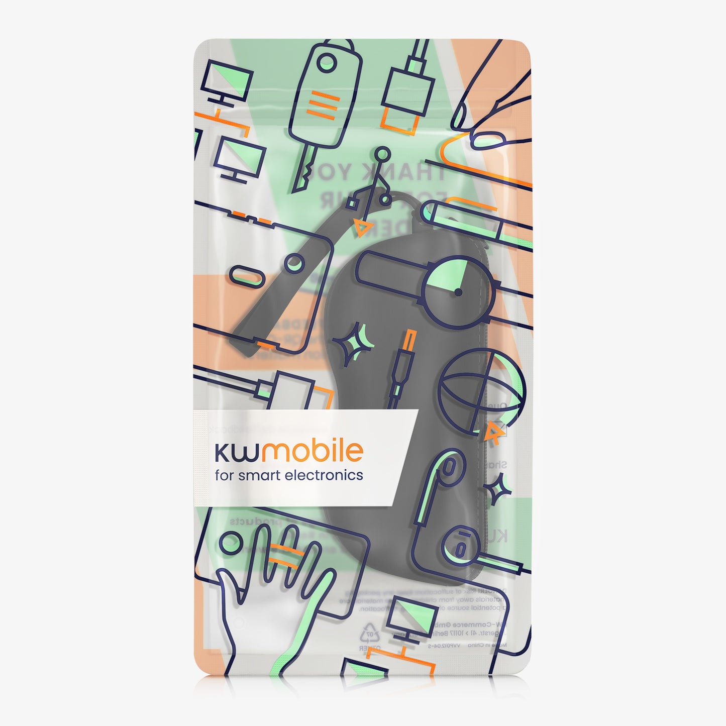 kwmobile Glasses Pouch with Clip - Soft Eyeglass Case to Hang on Handbag - Zippered Pouch for Glasses