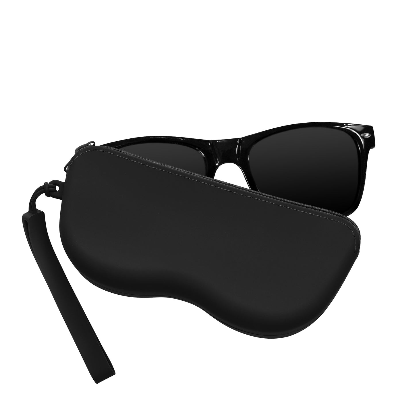 kwmobile Sonnenbrillen Etui zum Anhängen - weiches Brillenetui zum Anhängen für Handtasche - Tasche für Brille mit Reißverschluss - Sonnenbrillenetui aus Silikon - Schwarz Schwarz  