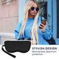 kwmobile Glasses Pouch with Clip - Soft Eyeglass Case to Hang on Handbag - Zippered Pouch for Glasses