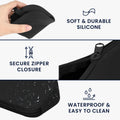 kwmobile Glasses Pouch with Clip - Soft Eyeglass Case to Hang on Handbag - Zippered Pouch for Glasses
