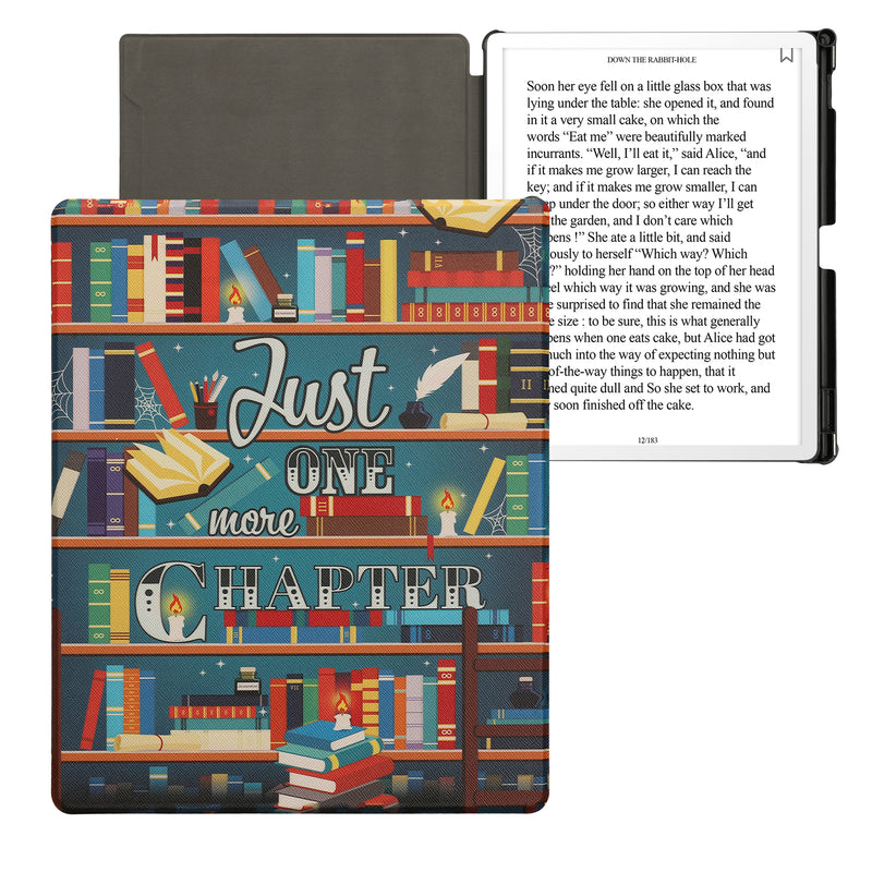 kwmobile Case for Amazon Kindle Scribe 11" (2025) - eReader Flip Case with Auto Sleep Function - Library Motto