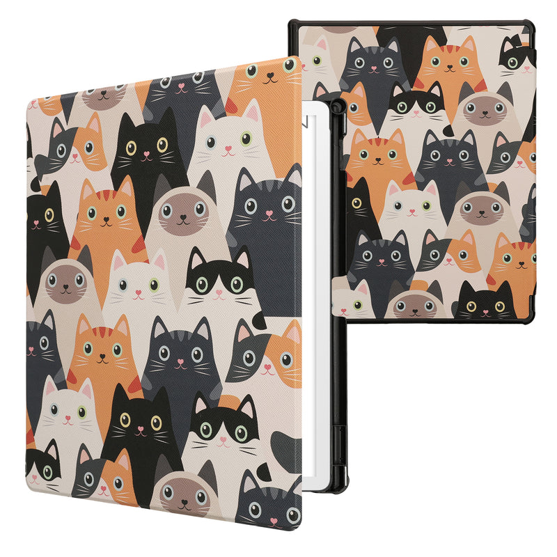 kwmobile Klapphülle kompatibel mit Amazon Kindle Scribe 11" (2025) Hülle - eReader Case - Katzen Orange Schwarz Weiß Orange  [dsg02]