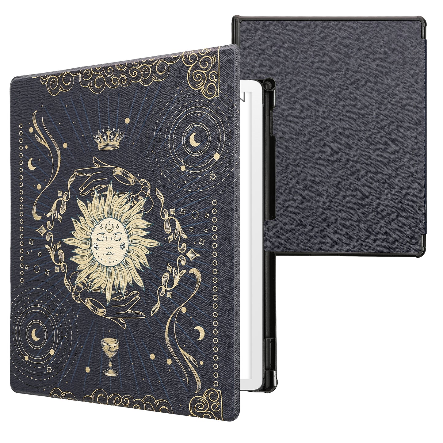 kwmobile Klapphülle kompatibel mit Amazon Kindle Scribe 11" (2025) Hülle - eReader Case - Tarot Karten Dunkelblau Gelb Schwarz Dunkelblau  [dsg05]
