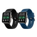 kwmobile 2x Uhrenarmband für Popglory P66 22mm Armband - Fitnesstracker Band Set aus TPU Silikon - Ersatzarmband Smartwatch - Schwarz Blau Schwarz  