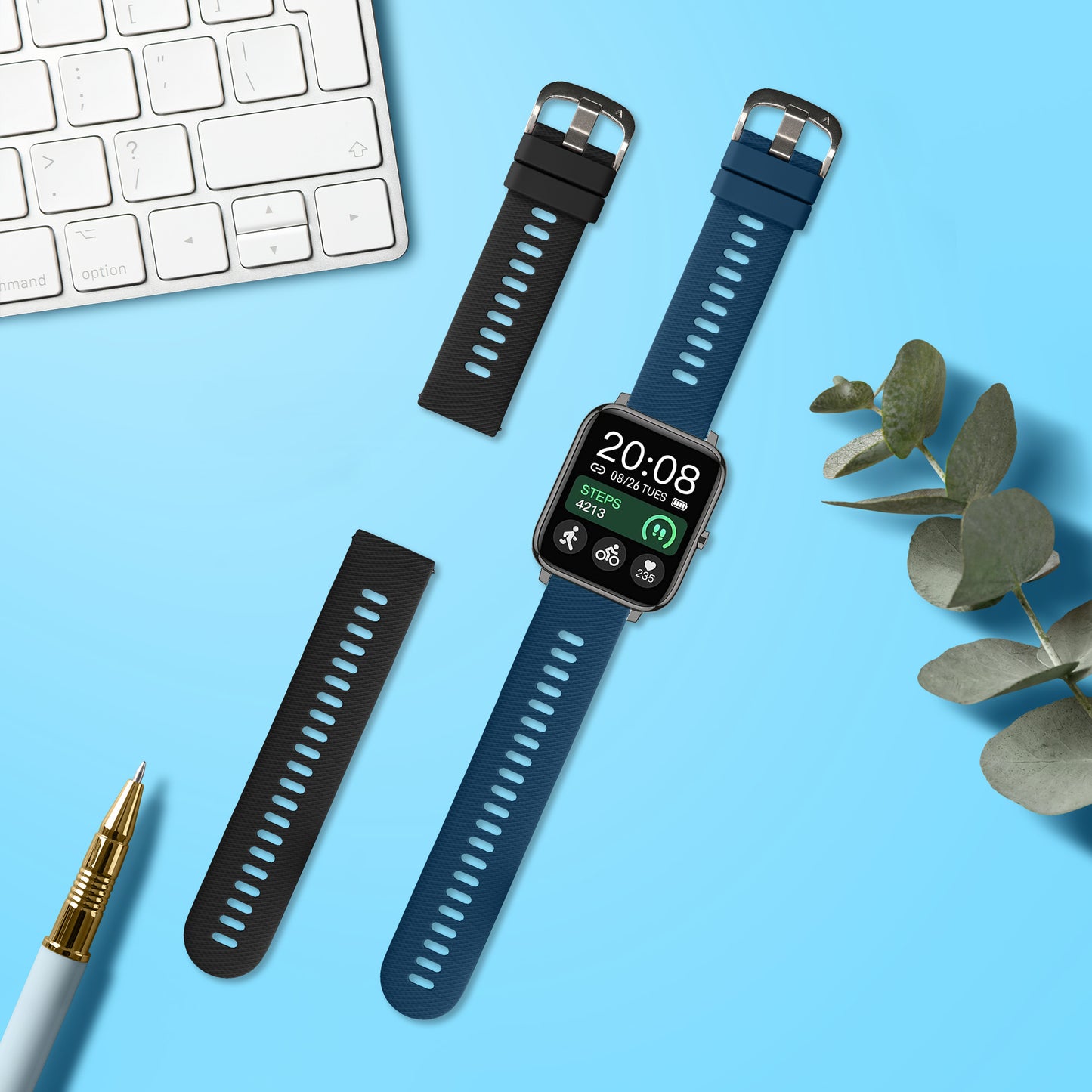 kwmobile Watch Strap for Popglory P66 22mm Bracelet Fitness Tracker Band Set Replacement Strap Smartwatch