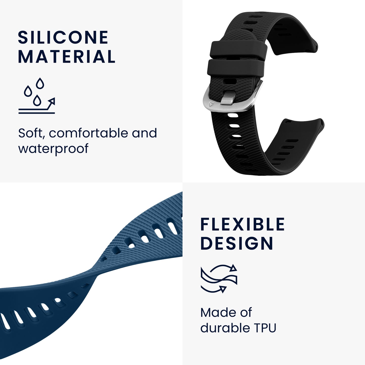 kwmobile Watch Strap for Popglory P66 22mm Bracelet Fitness Tracker Band Set Replacement Strap Smartwatch