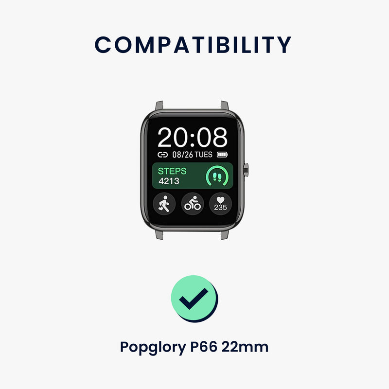 kwmobile Watch Strap for Popglory P66 22mm Bracelet Fitness Tracker Band Set Replacement Strap Smartwatch