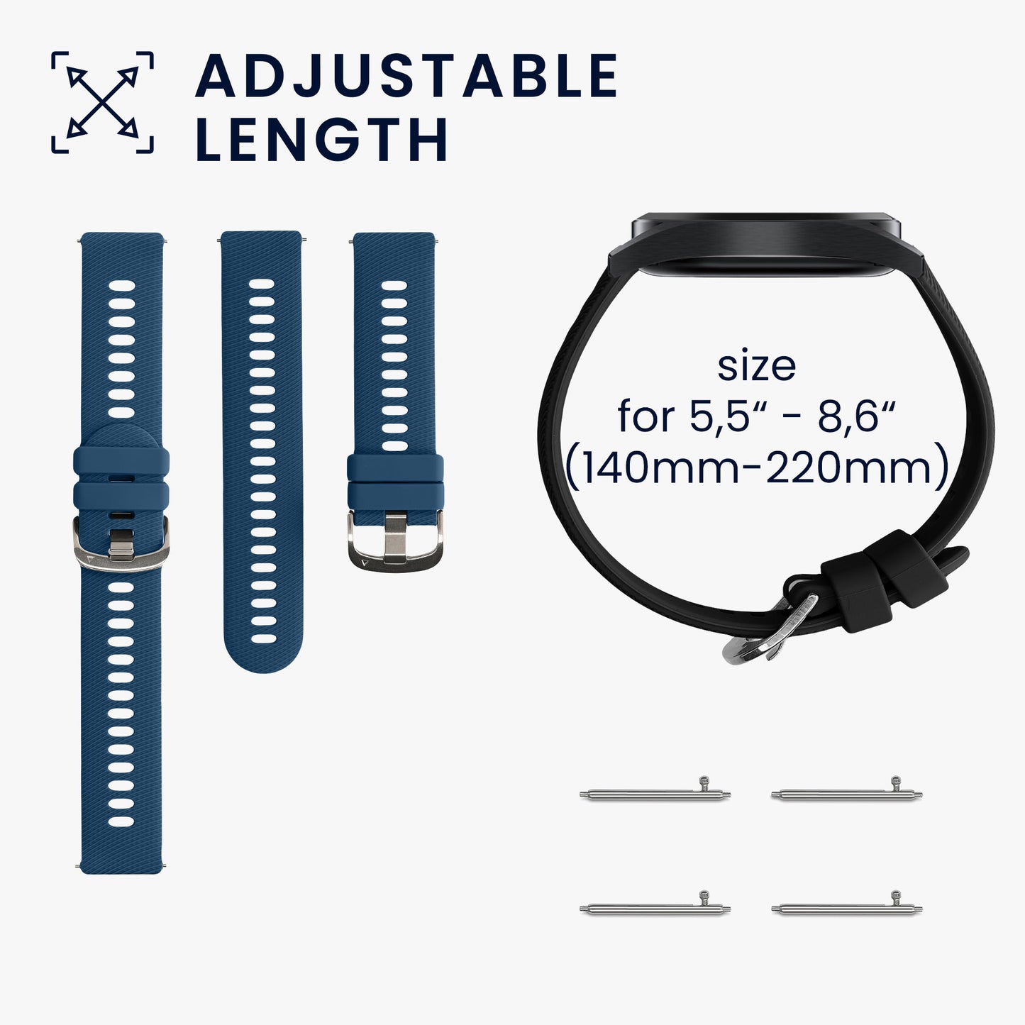 kwmobile Watch Strap for Popglory P66 22mm Bracelet Fitness Tracker Band Set Replacement Strap Smartwatch