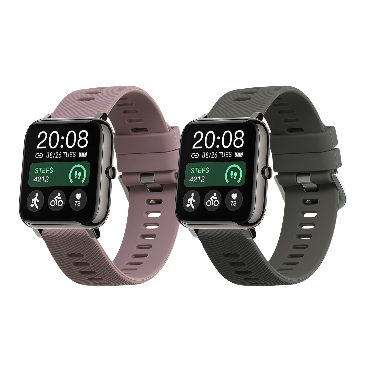 kwmobile Silikon Uhrenarmband für Popglory P66 22mm Armband - Ersatzarmband für Fitnesstracker - Wechselarmband Smartwatch - Grau Lavendel Grau  