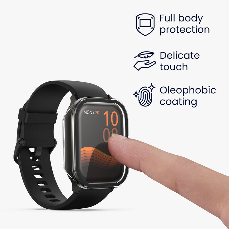 kwmobile Glass Case for Haylou GST Lite / LS13 Protective Cover Full-Body Fitness Tracker Case Set