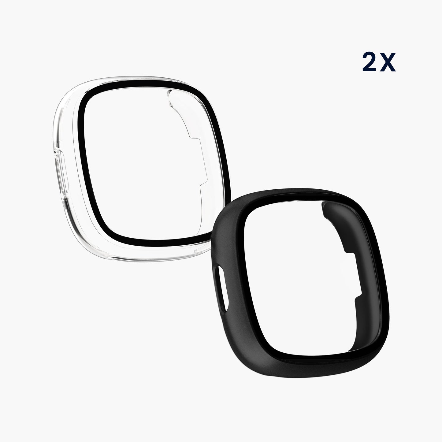 kwmobile Glass Case for Fitbit Versa 4 / Sense 2 Protective Cover Full Body Fitness Tracker Case Set