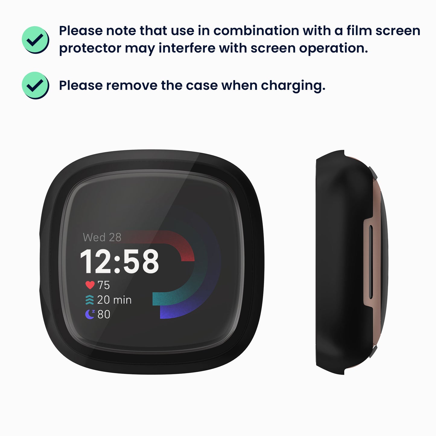 kwmobile Glass Case for Fitbit Versa 4 / Sense 2 Protective Cover Full Body Fitness Tracker Case Set