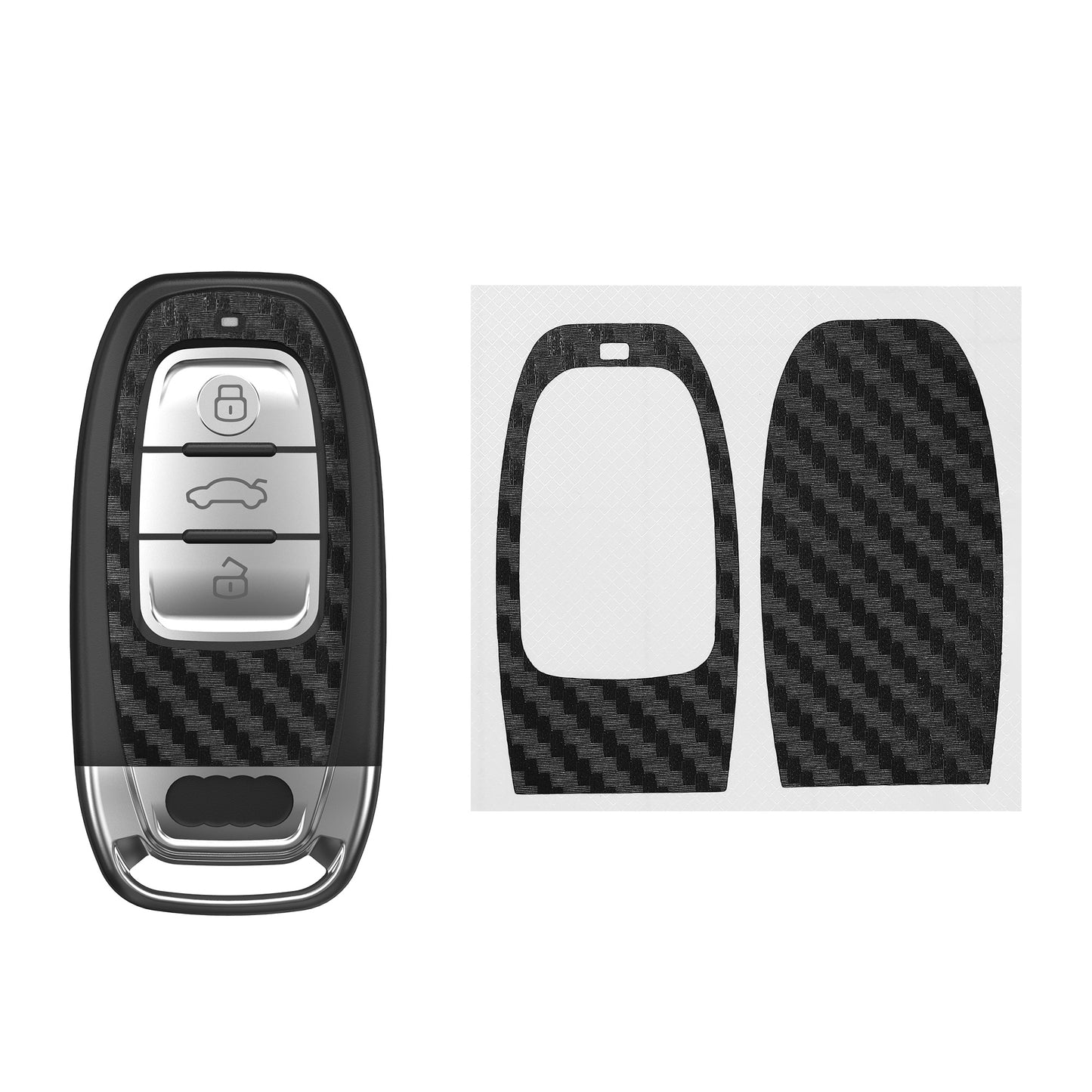 kwmobile 2x Schlüsselfolie kompatibel mit Audi Q5 / A8L / A8 / A7 / A5 / A4L Schlüssel - Schwarz Carbon Schwarz  [dsg01]