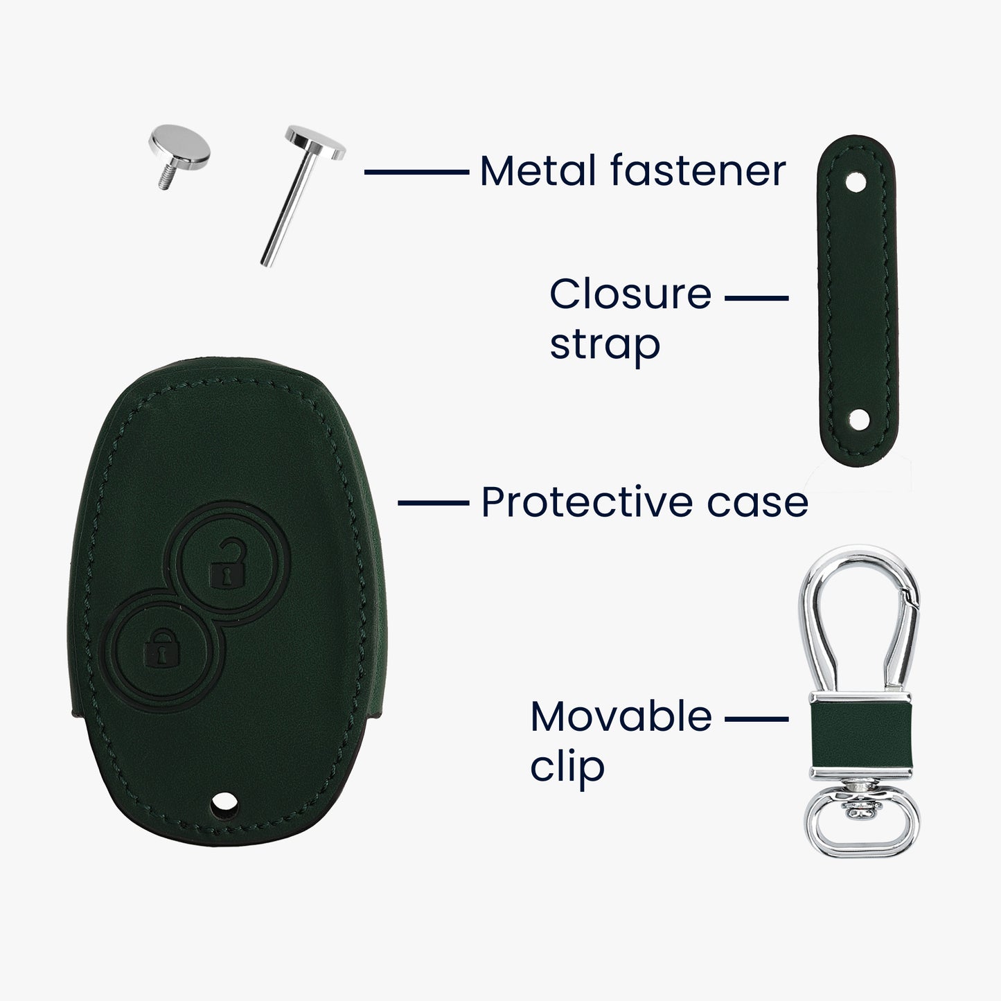 kwmobile Car Key Case compatible with Renault Dacia 2-Button Car Key Fob PU Leather Protective Cover