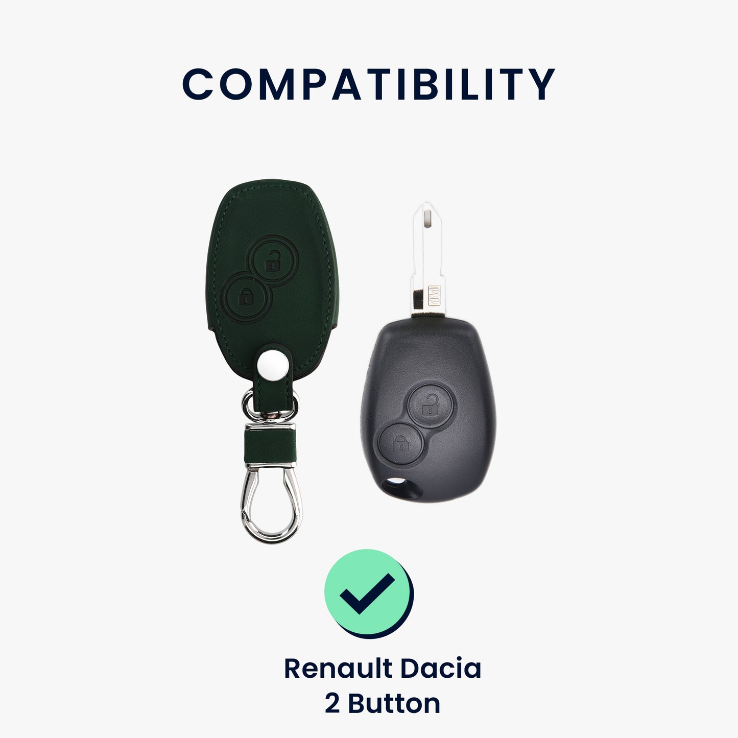 kwmobile Car Key Case compatible with Renault Dacia 2-Button Car Key Fob PU Leather Protective Cover