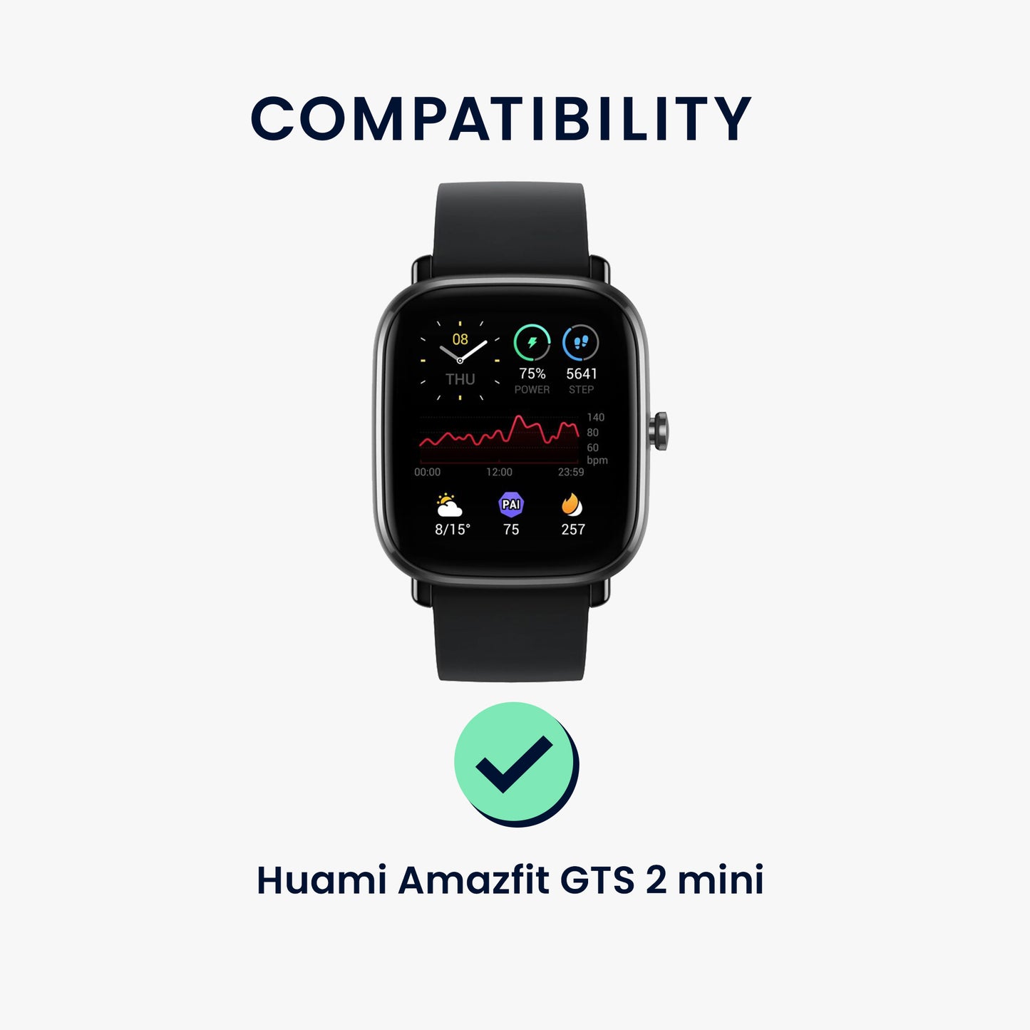 kwmobile Screen Protector compatible with Huami Amazfit GTS 2 Mini Film Screen Protector for Fitness Tracker Robust Screen Protection