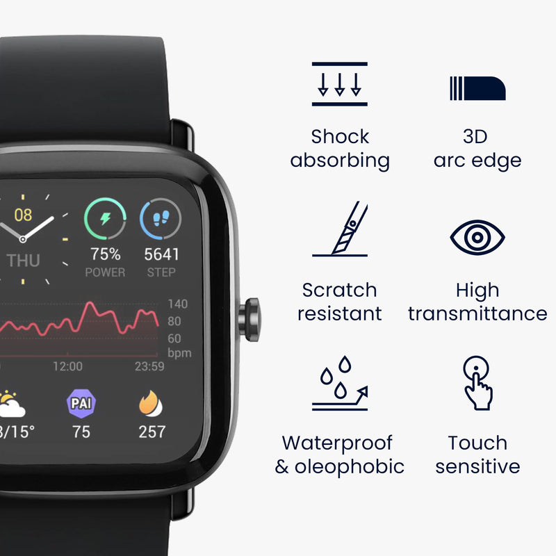 kwmobile Screen Protector compatible with Huami Amazfit GTS 2 Mini Film Screen Protector for Fitness Tracker Robust Screen Protection