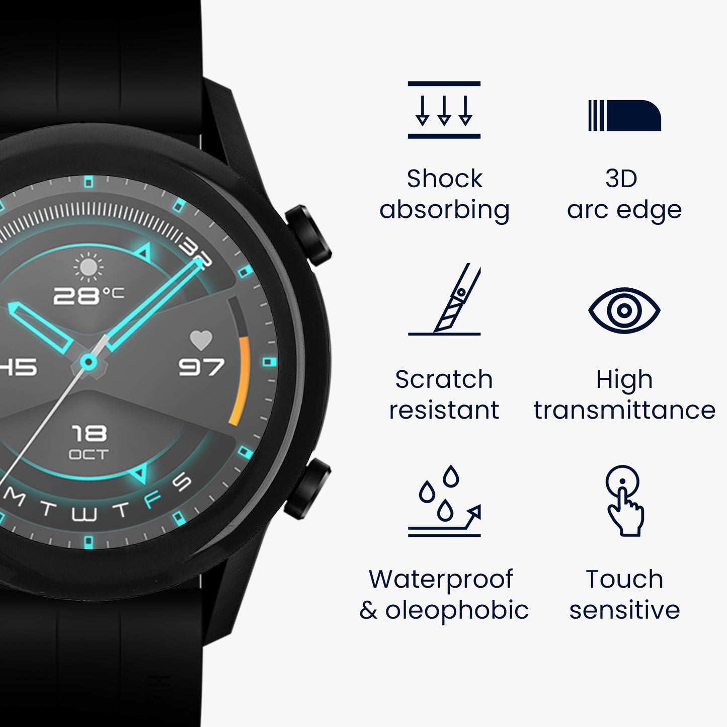 2x Screen Protector for Huawei Watch GT2 (42mm)