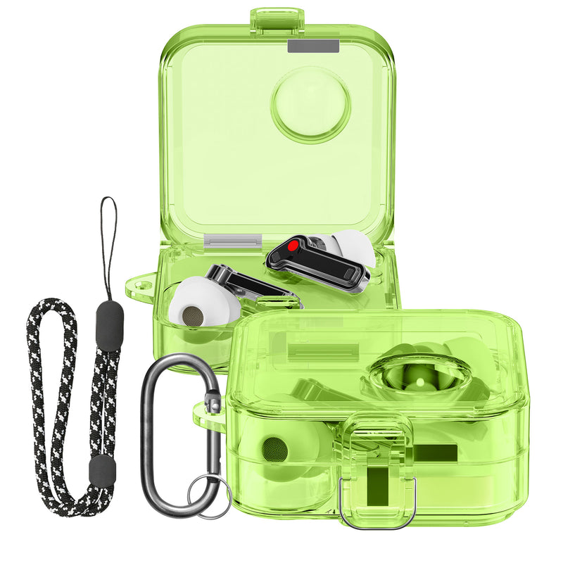 kwmobile Hülle kompatibel mit Nothing ear (2) - Hardcover Schutzhülle Etui Case Cover Kopfhörer - Grün Transparent Grün  