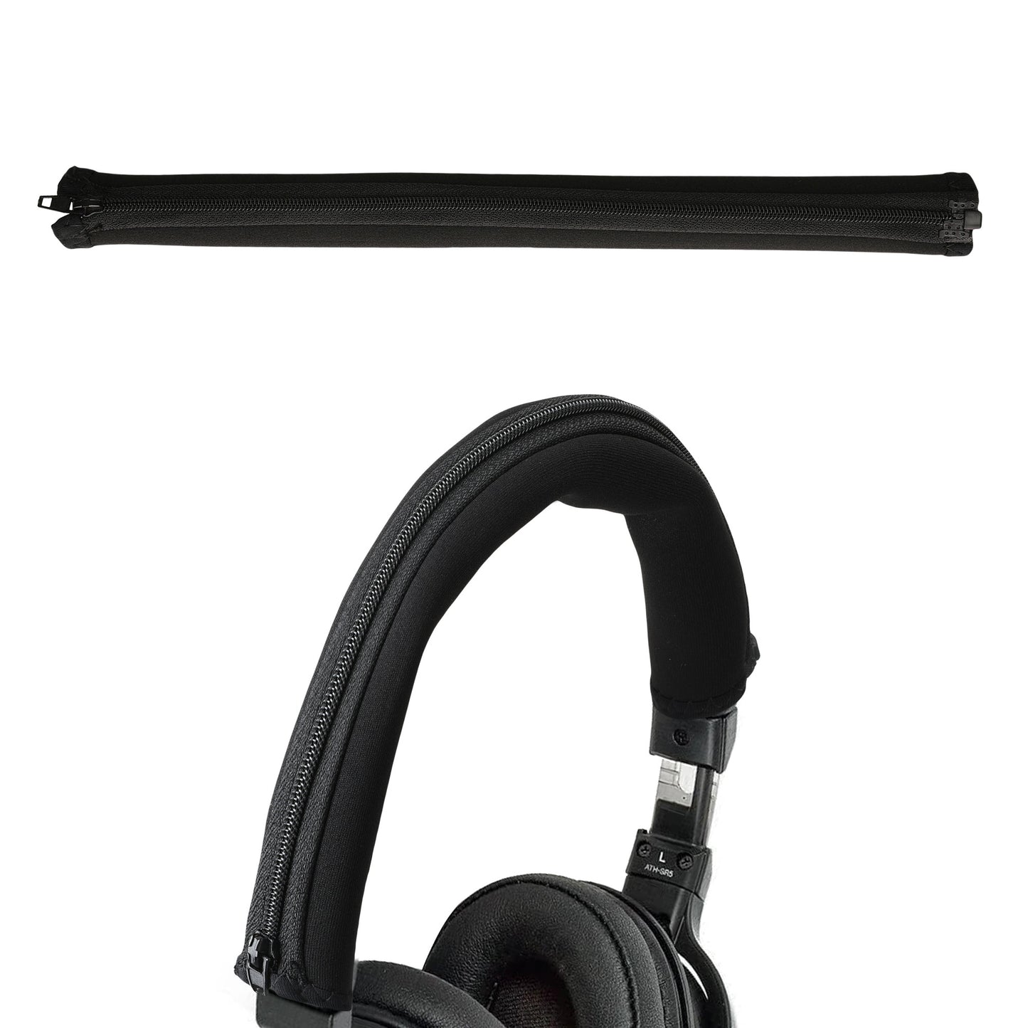 kwmobile Kopfband Abdeckung kompatibel mit AudioTechnica ATH SR5BT / SR5 Case - Neopren Stirnband Polster - Kopfhörer Schutz - Schwarz Schwarz  