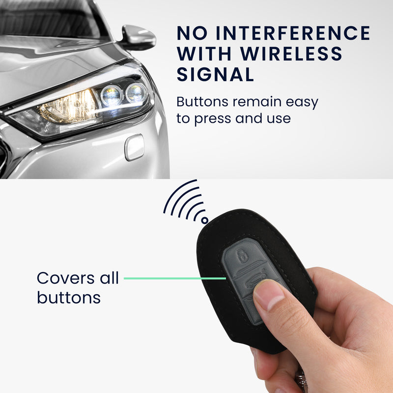 kwmobile Car Key Fob Cover made of Faux Leather compatible with Peugeot Citroen 3-Button Smart Key (Keyless Go only) - Key Fob Case Cover