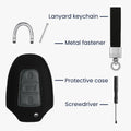 kwmobile Car Key Fob Cover made of Faux Leather compatible with Peugeot Citroen 3-Button Smart Key (Keyless Go only) - Key Fob Case Cover