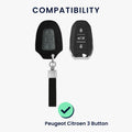 kwmobile Car Key Fob Cover made of Faux Leather compatible with Peugeot Citroen 3-Button Smart Key (Keyless Go only) - Key Fob Case Cover
