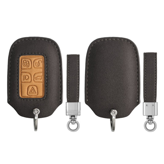 kwmobile Autoschlüssel Kunstleder Hülle kompatibel mit Land Rover Jaguar 5-Tasten Funk Autoschlüssel - Schlüsselhülle Schlüssel Case - Cover in Grau Braun Grau  [dsg01]