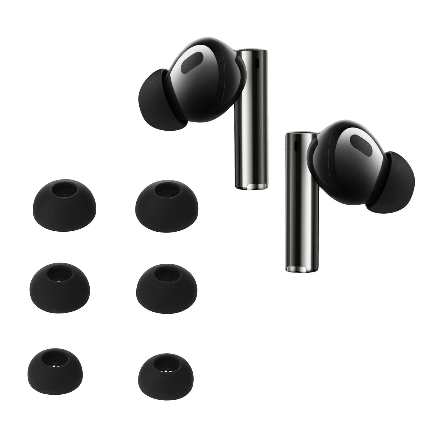 kwmobile 6x Polster kompatibel mit Xiaomi Realme Buds Air 5 Pro - 3 Größen - Silikon Ohrstöpsel In-Ear Kopfhörer Schwarz  