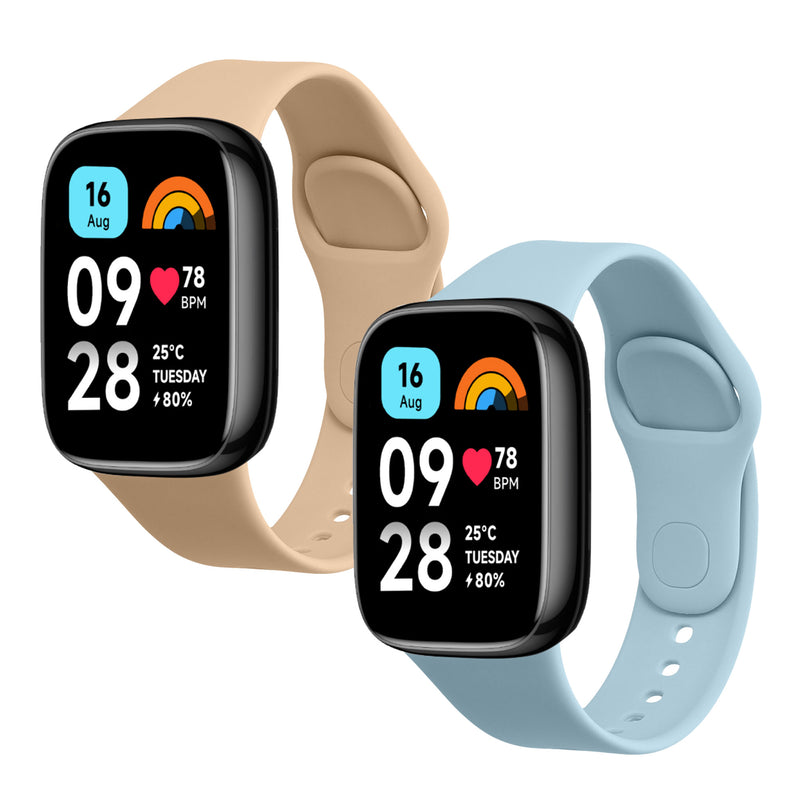 kwmobile 2x Uhrenarmband für Xiaomi Redmi Watch 3 Active Armband - Fitnesstracker Band Set aus TPU Silikon - Ersatzarmband Smartwatch - Hellblau Altrosa Hellblau  [dsg08]