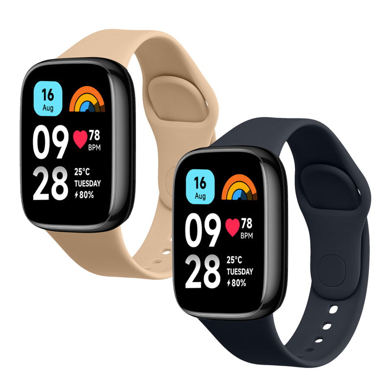 kwmobile 2x Uhrenarmband für Xiaomi Redmi Watch 3 Active Armband - Fitnesstracker Band Set aus TPU Silikon - Ersatzarmband Smartwatch - Dunkelblau Altrosa Dunkelblau  [dsg09]