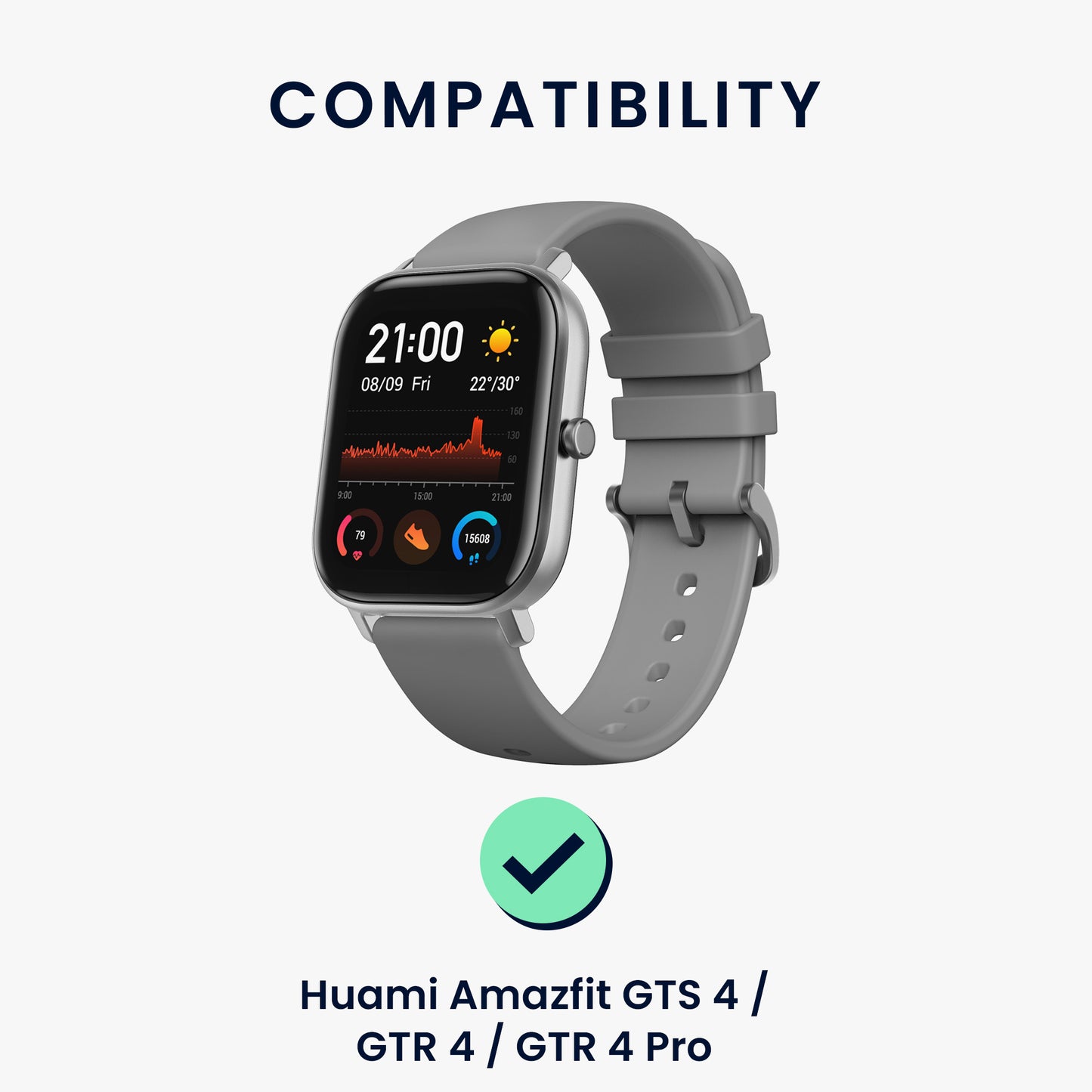 kwmobile USB Charger compatible with Huami Amazfit GTS 4 / GTR 4 / GTR 4 Pro USB Cable Charger Stand Smartwatch Charging Station Docking Station Charging Cable with Stand Function