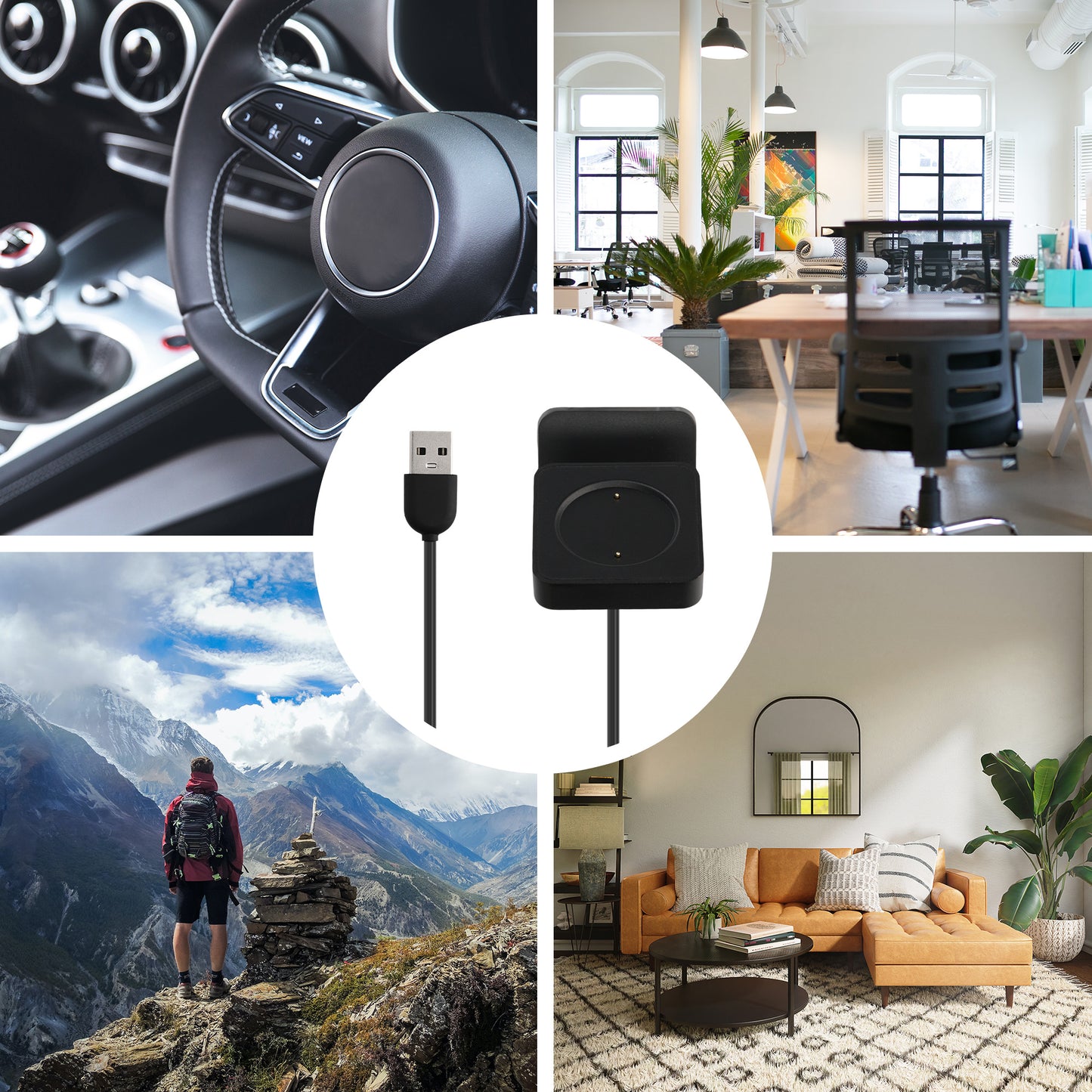 kwmobile USB Charger compatible with Huami Amazfit GTS 4 / GTR 4 / GTR 4 Pro USB Cable Charger Stand Smartwatch Charging Station Docking Station Charging Cable with Stand Function