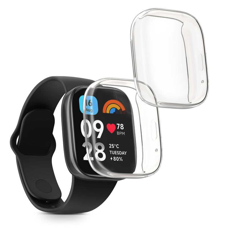 kwmobile 2x Schutzhülle kompatibel mit Xiaomi Redmi Watch 3 Active Hülle - Fullbody Cover Set aus Silikon - Transparent Transparent  [dsg01]