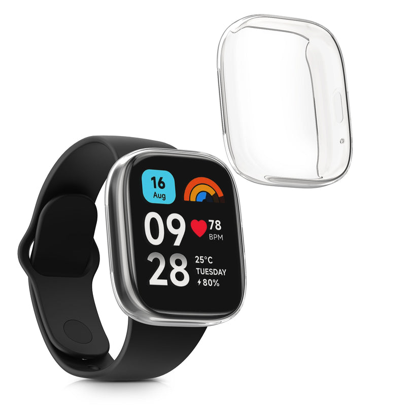 kwmobile Silicone Case for Xiaomi Redmi Watch 3 Active Protective Cover Full-Body Display Cover Set