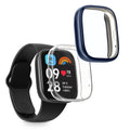 kwmobile 2x Schutzhülle kompatibel mit Xiaomi Redmi Watch 3 Active Hülle - Fullbody Cover Set aus Silikon - Transparent Dunkelblau Transparent  [dsg04]