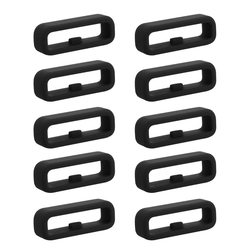 kwmobile 10x Smart Watch Band Halterung für 20mm Smartwatch Strap (Universal) Armbandhalterung - Bandschlaufe für Fitness Tracker und Smart Uhr aus Silikon - Schwarz Schwarz  
