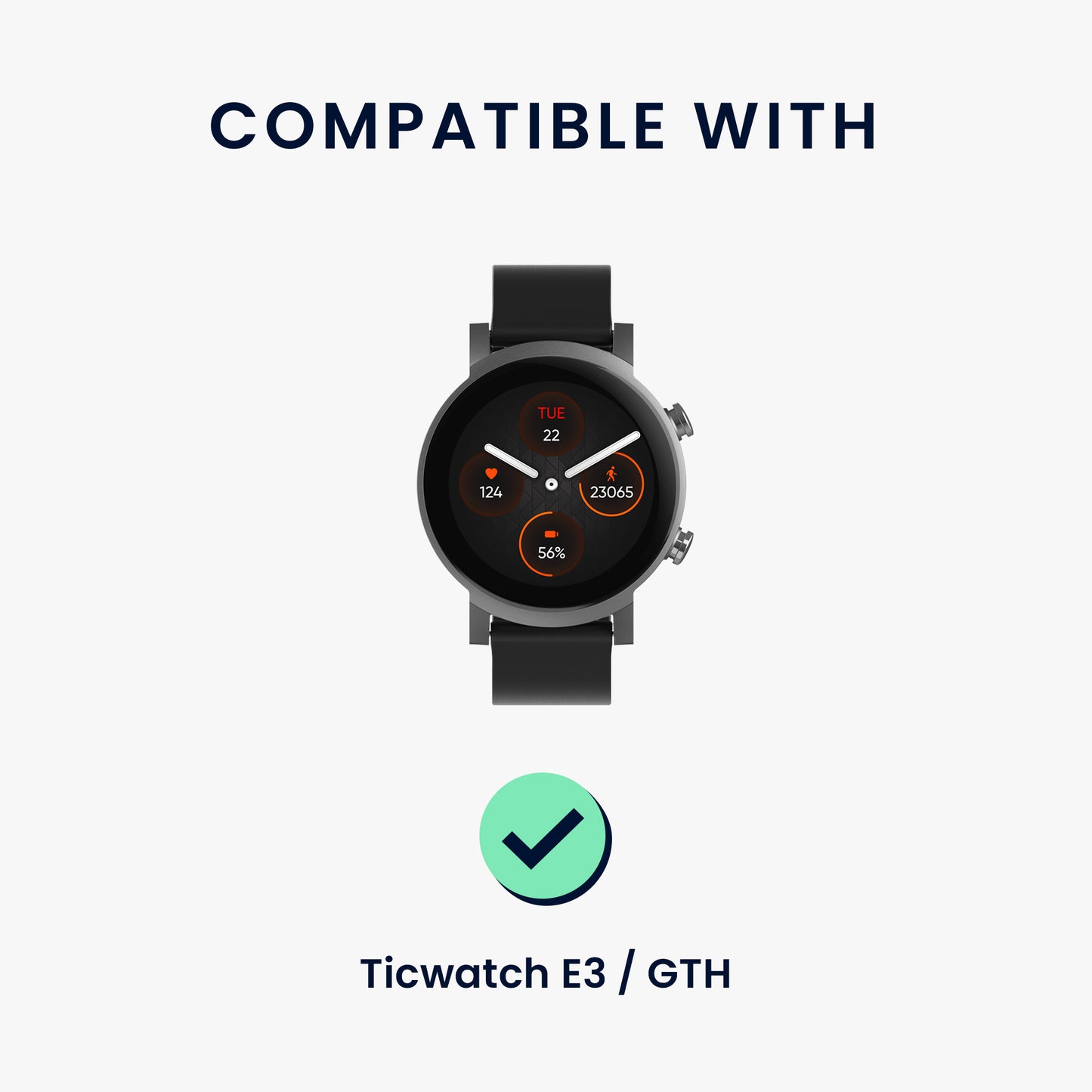 kwmobile Replacement Strap Compatible with Ticwatch E3 / GTH 20mm Strap - Band for Fitness Tracker