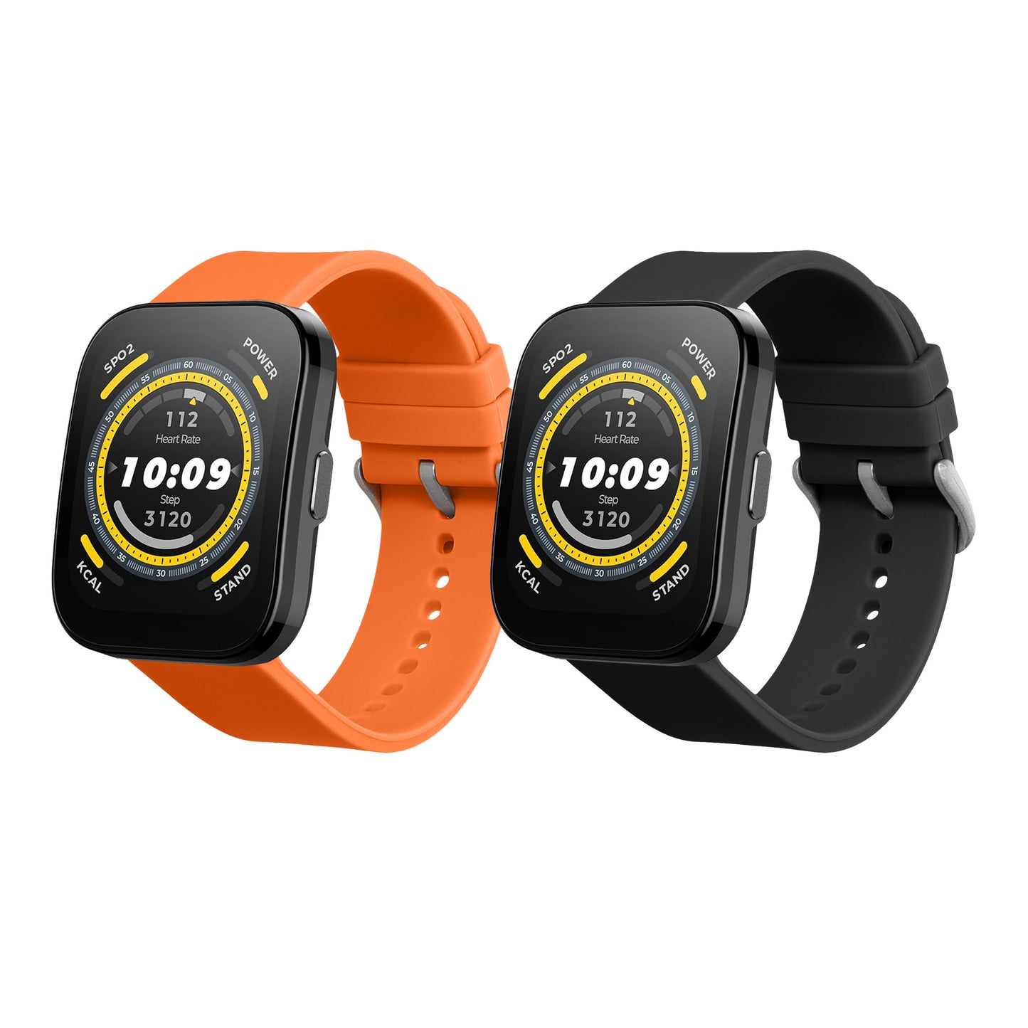 kwmobile 2x Uhrenarmband für Huami 22mm Amazfit Bip 6 / Bip 5 Unity / Bip 5 / GTS 3 / Balance 2 / Helio Strap Armband - Fitnesstracker Band Set aus TPU Silikon - Ersatzarmband Smartwatch - Schwarz Orange Schwarz  [dsg05]