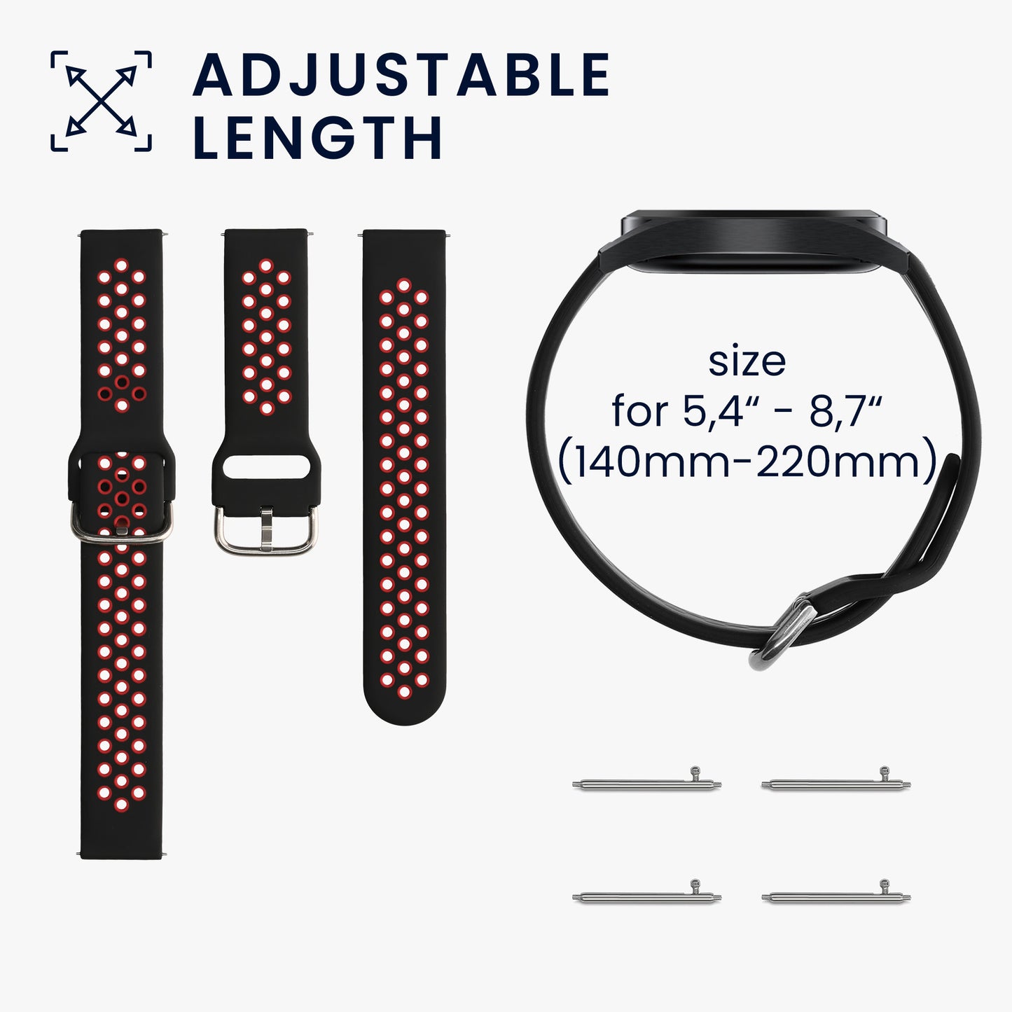 kwmobile Watch Strap for Huami 22mm Amazfit Bip 6 / Bip 5 Unity / Bip 5 / GTS 3 / Balance 2 / Helio Strap Fitness Tracker Band Set made of Silicone Replacement Strap Smartwatch