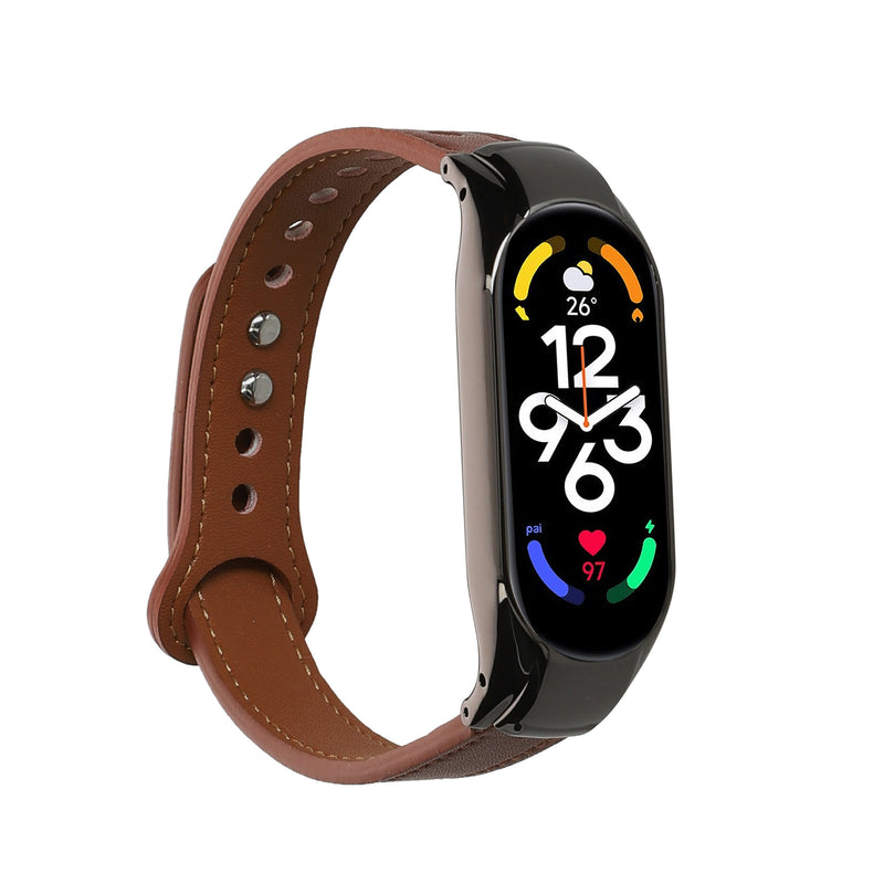 kwmobile Echtleder Uhrenarmband für Xiaomi Mi Band 7 Armband - Ersatzarmband für Fitnesstracker - Wechselarmband Smartwatch - Braun Braun  [dsg01]