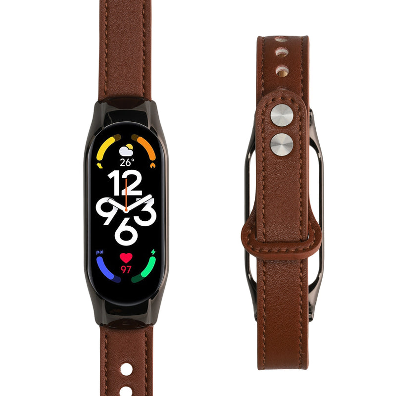 kwmobile Genuine Leather Watch Strap for Xiaomi Mi Band 7 Bracelet Replacement Band for Fitness Tracker Interchangeable Strap Smartwatch