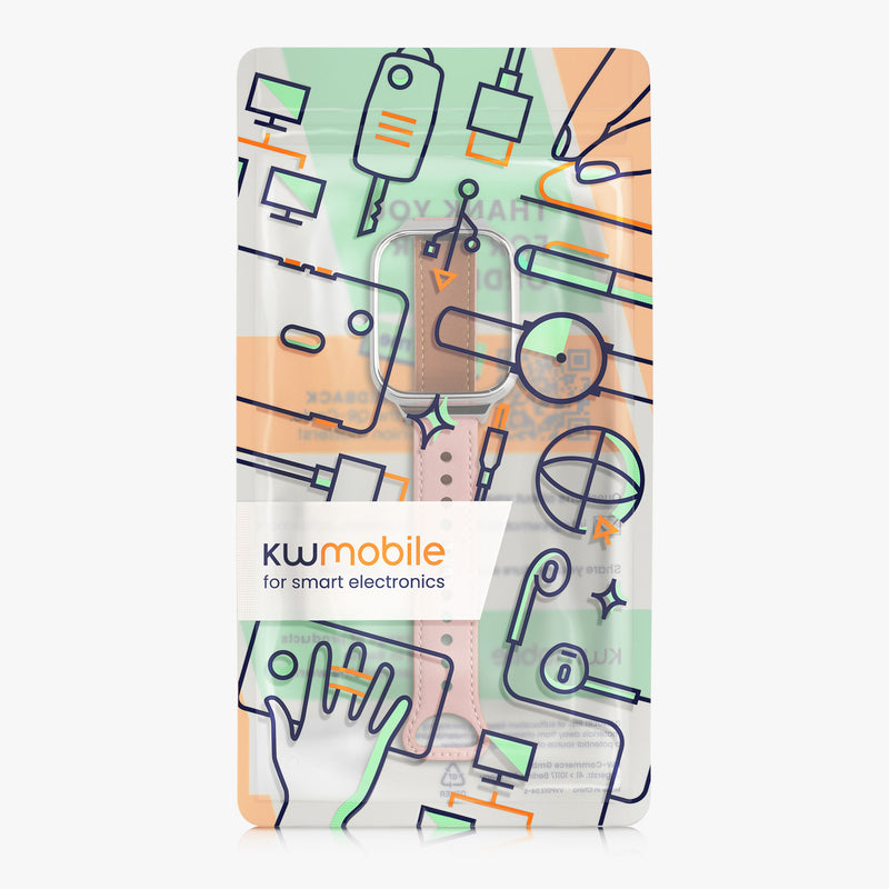 kwmobile Real Leather Watch Strap for Xiaomi Redmi Watch 3 Active / Redmi Watch 3 Lite Strap - Replacement Strap for Fitness Tracker - Smartwatch Replacement Strap