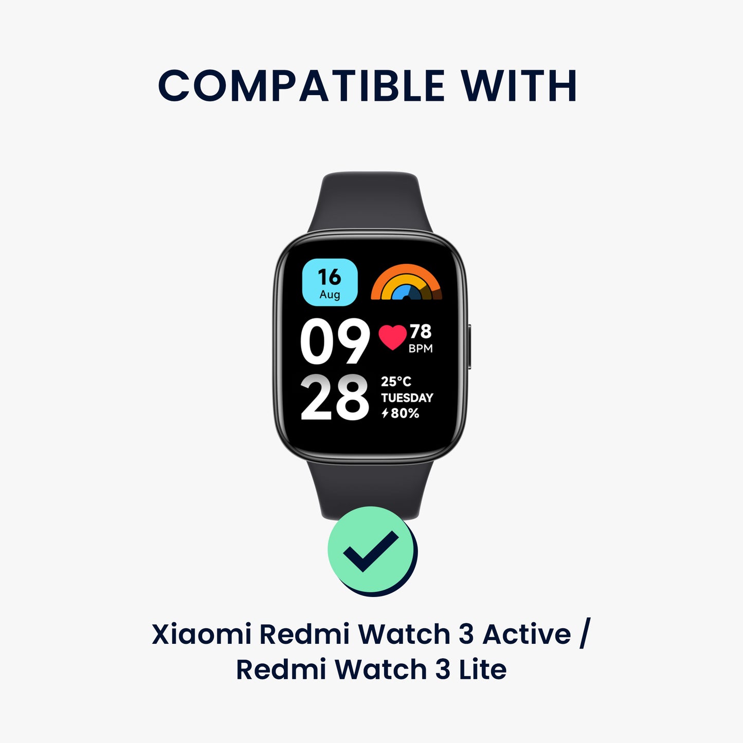 kwmobile Real Leather Watch Strap for Xiaomi Redmi Watch 3 Active / Redmi Watch 3 Lite Strap - Replacement Strap for Fitness Tracker - Smartwatch Replacement Strap