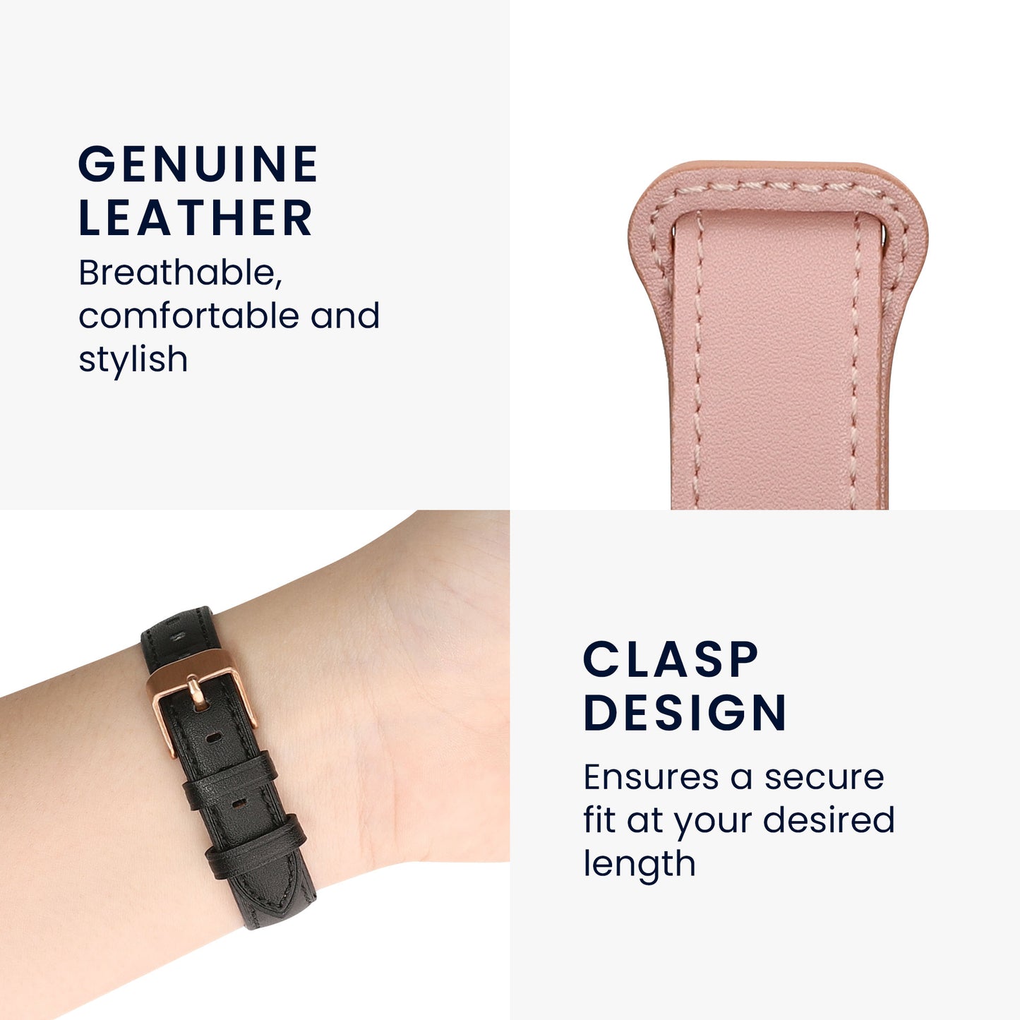 kwmobile Real Leather Watch Strap for Xiaomi Redmi Watch 3 Active / Redmi Watch 3 Lite Strap - Replacement Strap for Fitness Tracker - Smartwatch Replacement Strap