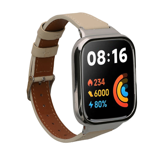 kwmobile Armband kompatibel mit Xiaomi Redmi Watch 3 Active / Redmi Watch 3 Lite - Echtleder Fitnesstracker Sportarmband Band Weiß  [dsg03]