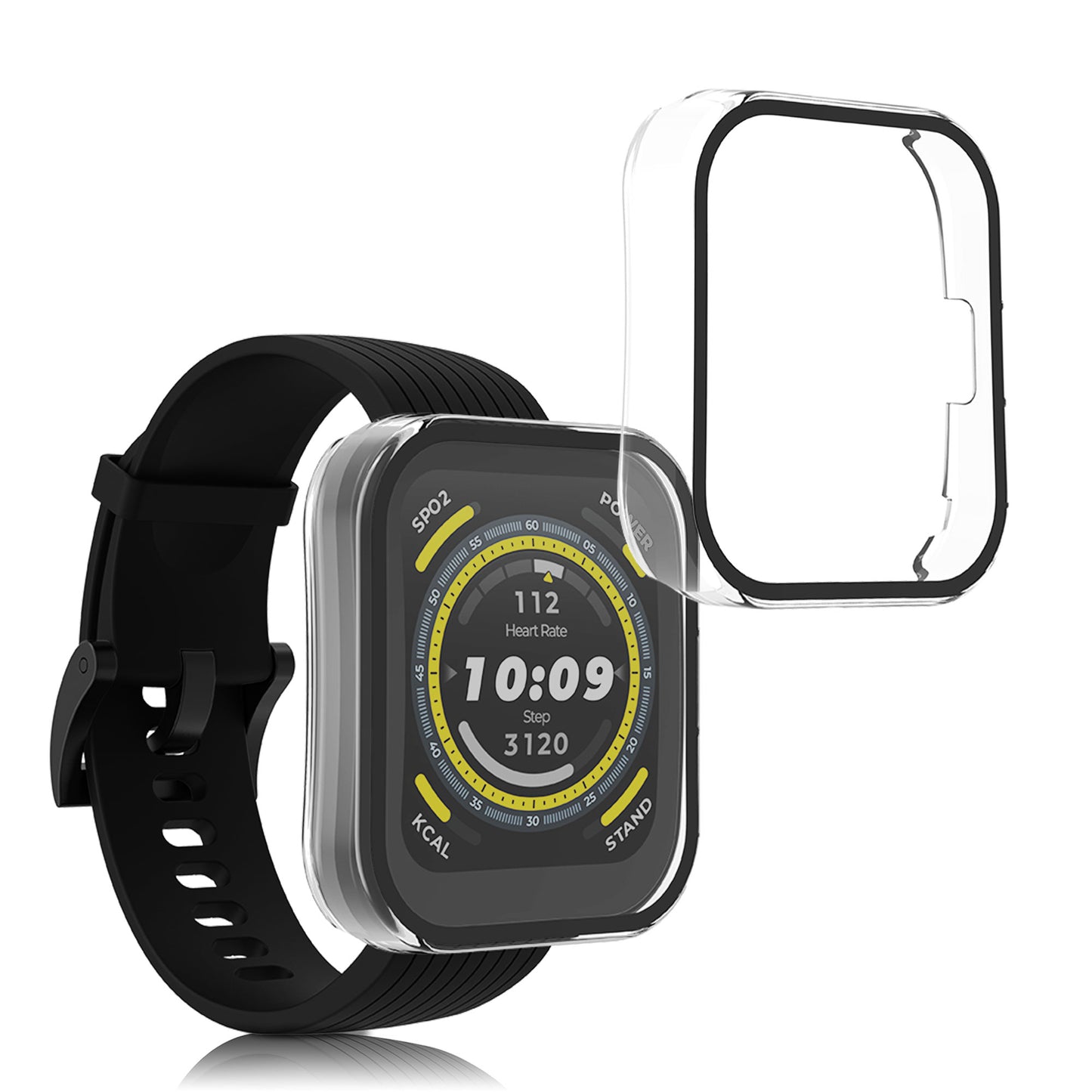 kwmobile Glass Case for Huami Amazfit Bip 5 Protective Cover Full Body Fitness Tracker Case Set